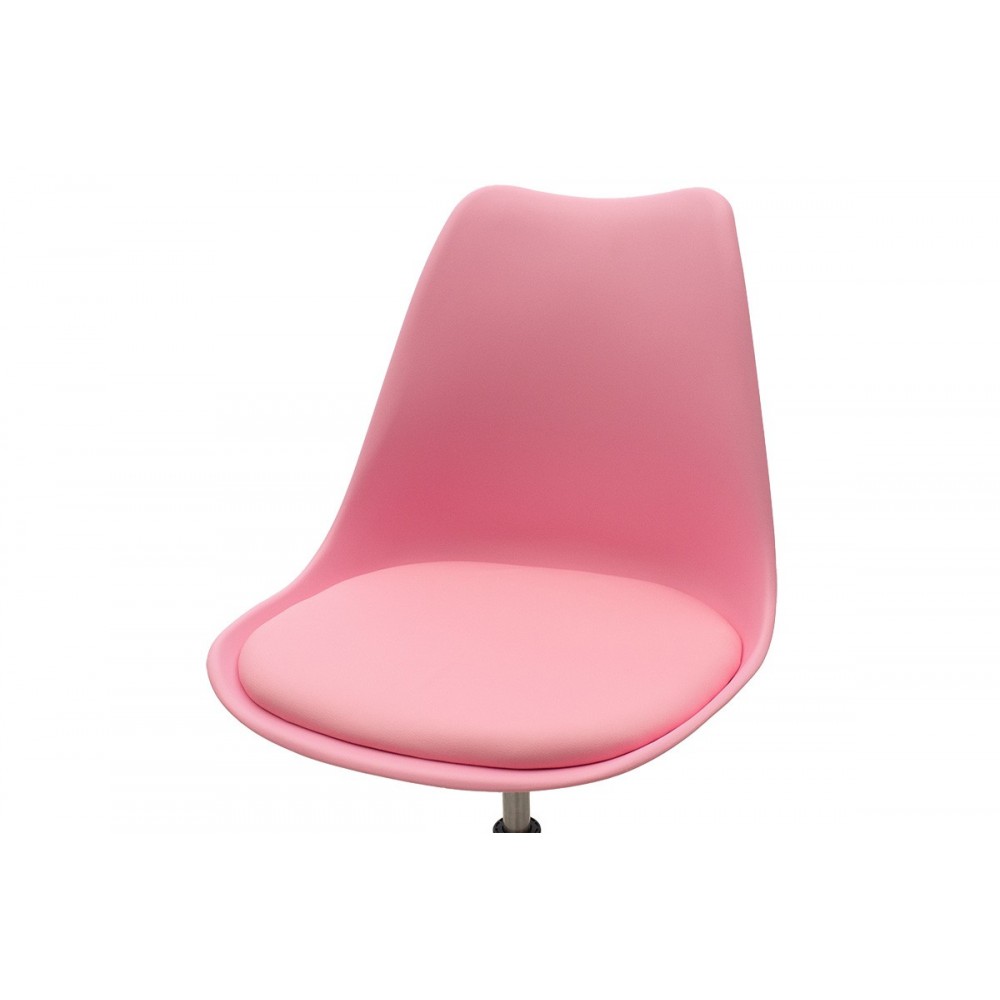 Καρέκλα γραφείου εργασίας "GASTON II" από PP/PU/μέταλλο σε ροζ/ασημί χρώμα 48x57x93