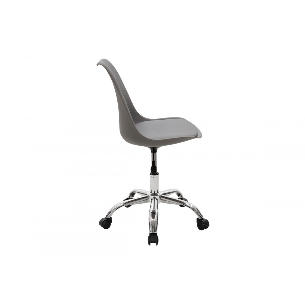 Καρέκλα γραφείου εργασίας "GASTON II" από PP/PU/μέταλλο σε γκρι/ασημί χρώμα 57x48x93