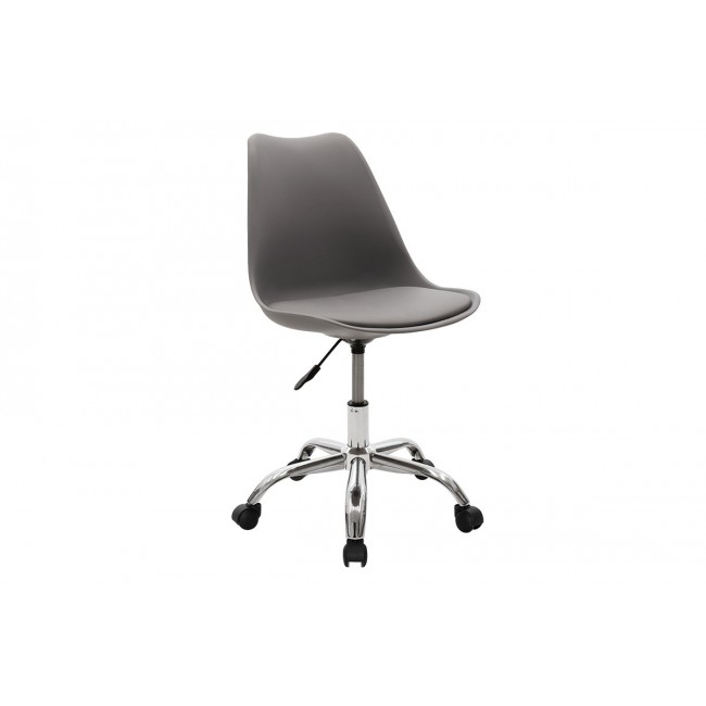 Καρέκλα γραφείου εργασίας "GASTON II" από PP/PU/μέταλλο σε γκρι/ασημί χρώμα 57x48x93