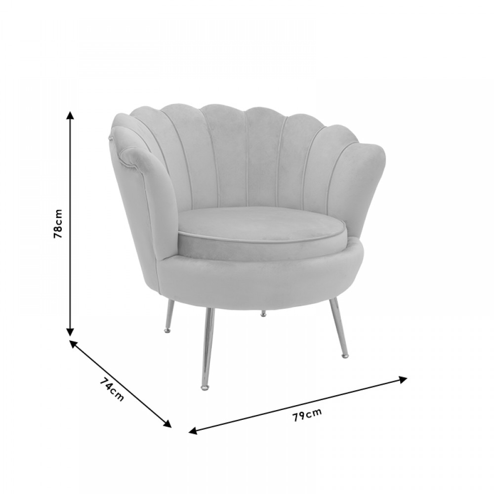 Πολυθρόνα "DAIMON" από βελούδο σε χρώμα γκρι/χρυσό 79x74x78