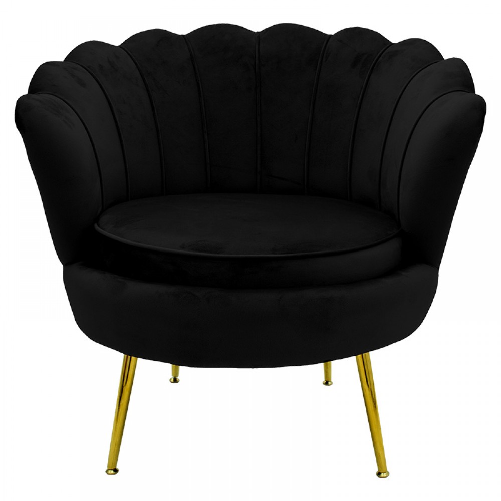 Πολυθρόνα "DAIMON" από βελούδο σε χρώμα μαύρο-χρυσό 78x76x78