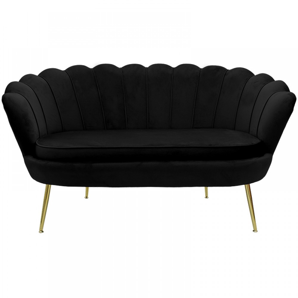 Καναπές διθέσιος "DAIMON" από βελούδο σε χρώμα μαύρο 134x70x77