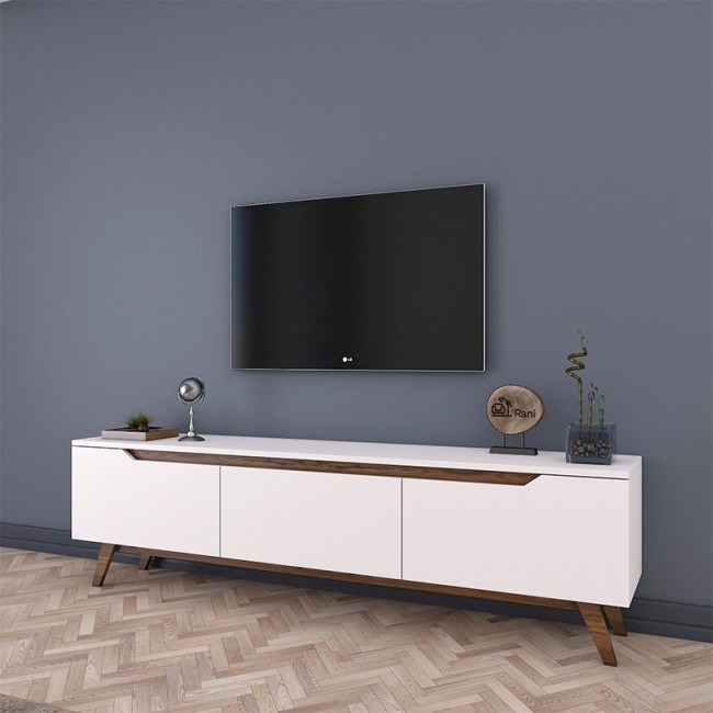 Έπιπλο τηλεόρασης "KASANDRA" σε χρώμα λευκό/καρυδί 180x35x48,5