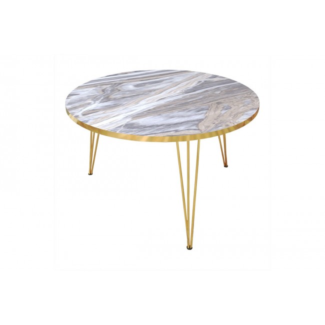 Τραπέζι σαλονιού "NIDRA" σε λευκό/χρυσό χρώμα Φ70x40