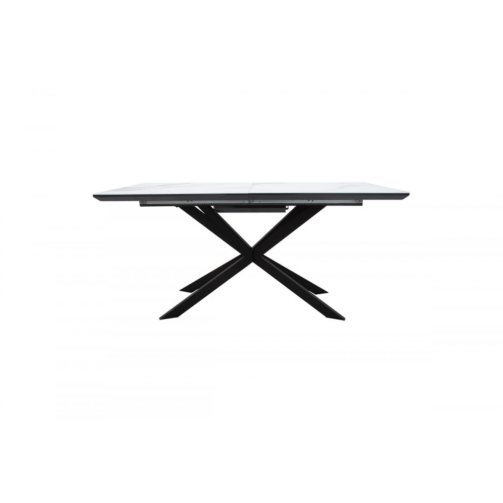 Τραπέζι "PALAN" επεκτεινόμενο από MDF/μέταλλο σε μαύρο/λευκό χρώμα 160x80x75