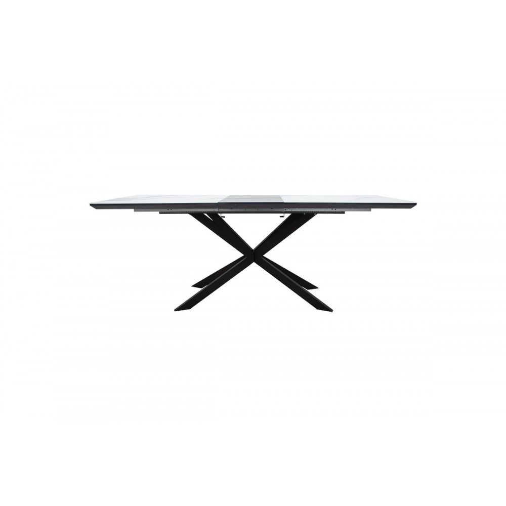 Τραπέζι "PALAN" επεκτεινόμενο από MDF/μέταλλο σε μαύρο/λευκό χρώμα 160x80x75