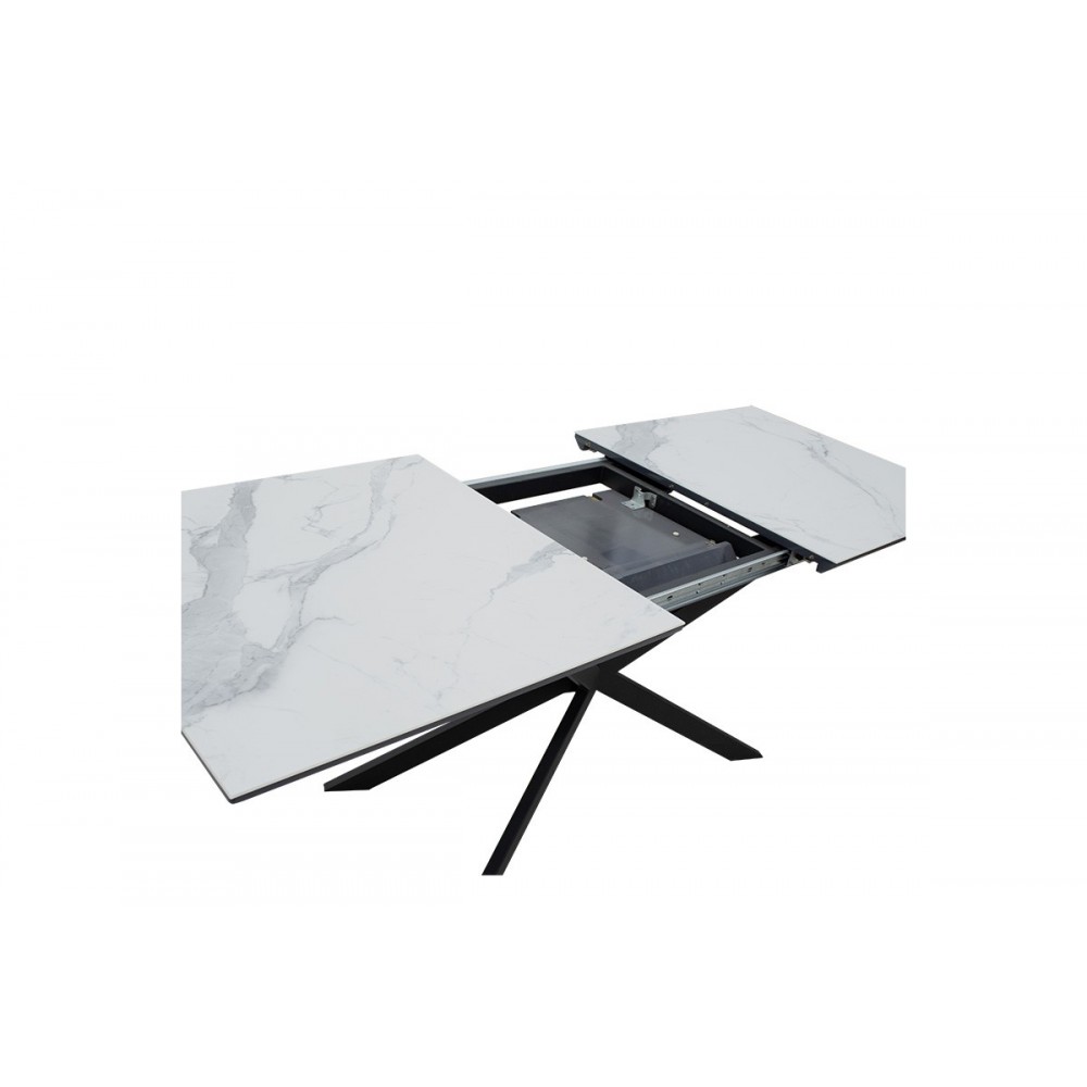 Τραπέζι "PALAN" επεκτεινόμενο από MDF/μέταλλο σε μαύρο/λευκό χρώμα 160x80x75