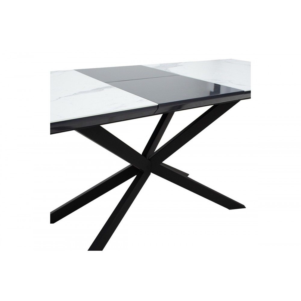 Τραπέζι "PALAN" επεκτεινόμενο από MDF/μέταλλο σε μαύρο/λευκό χρώμα 160x80x75