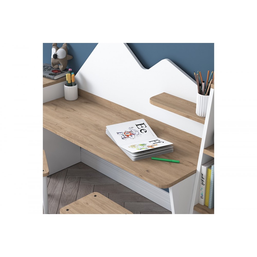 Σετ γραφείου παιδικό 3τμχ "BUBBLE" σε χρώμα καρυδί-λευκό 180x45x93.5