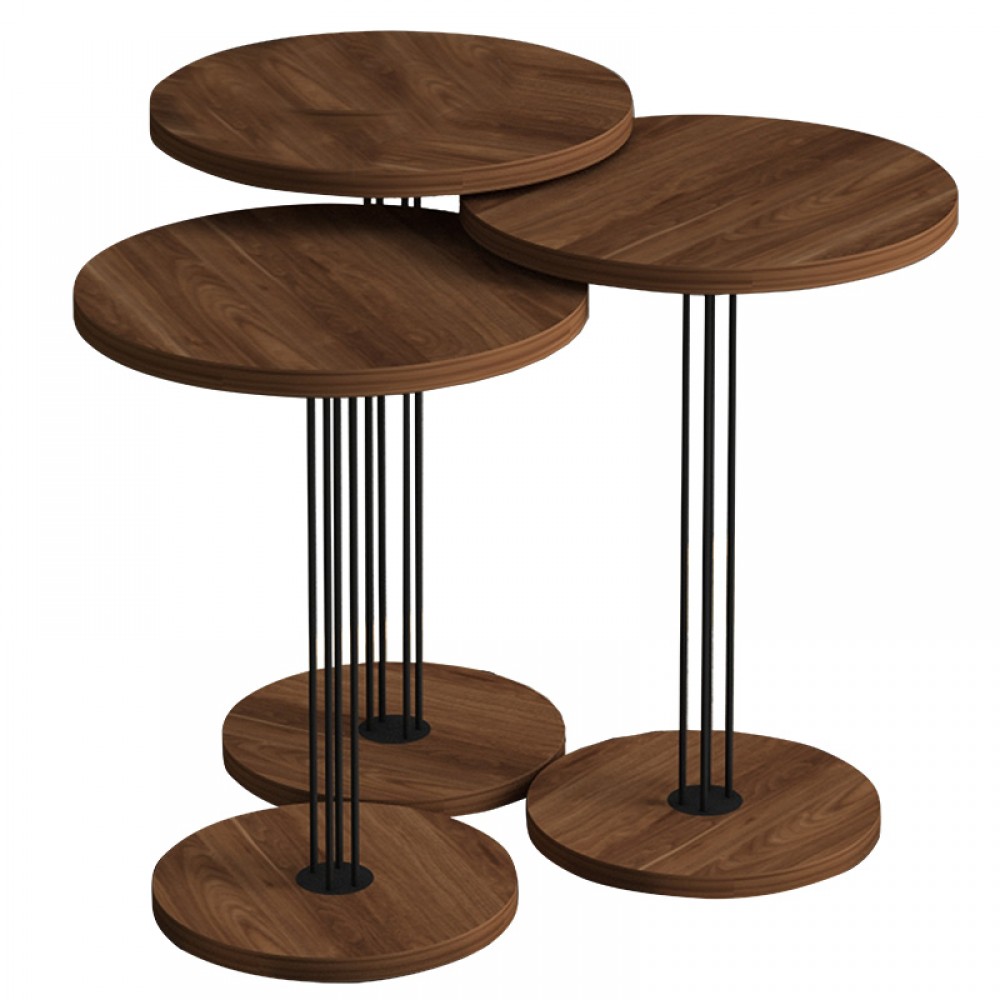 Βοηθητικά τραπέζια "ELLIOTT" σετ 3τεμ σε χρώμα καρυδί 33x33x48