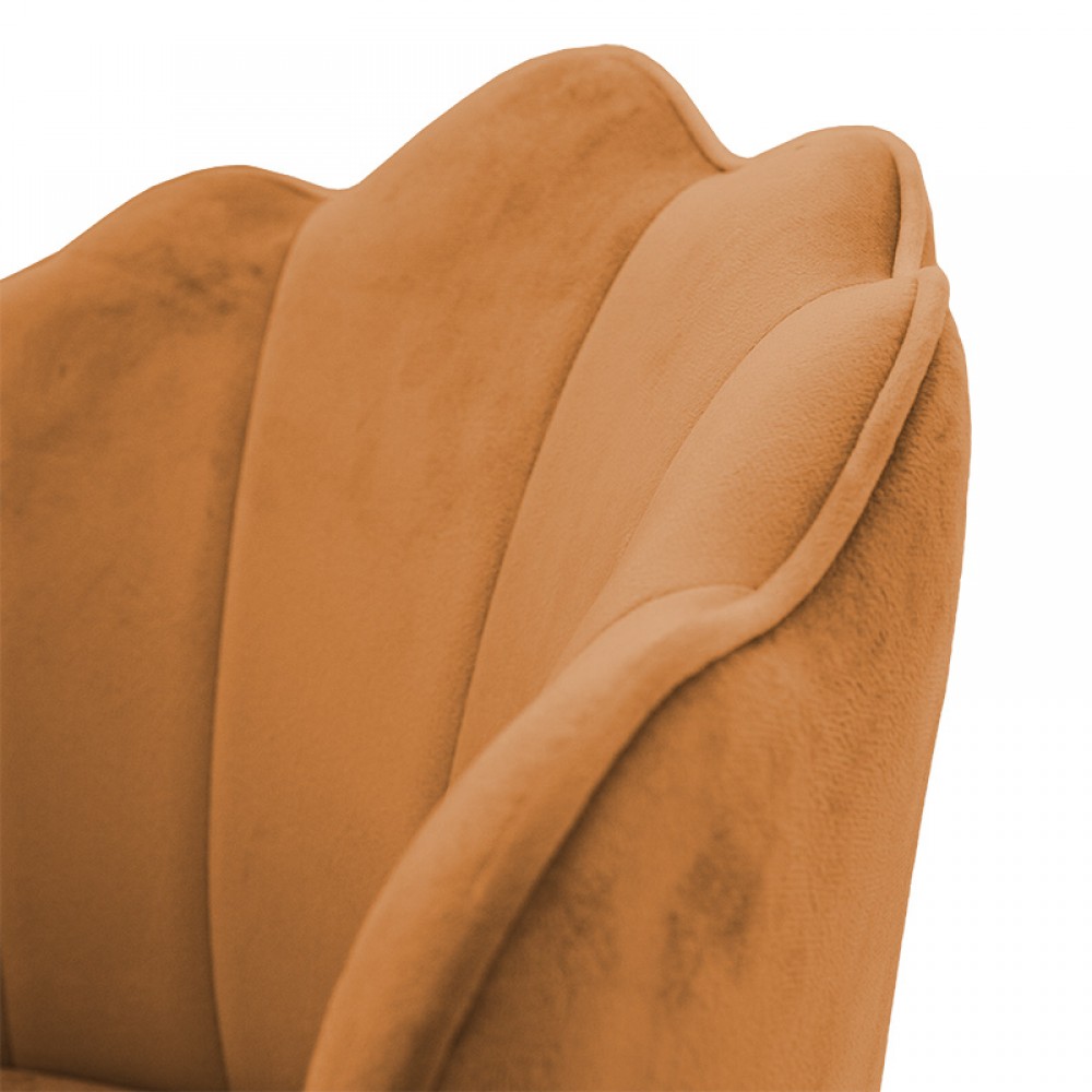 Σκαμπό μπαρ "NATALY" από μέταλλο/βελούδο σε χρώμα κεραμιδί-χρυσό 52x51x100