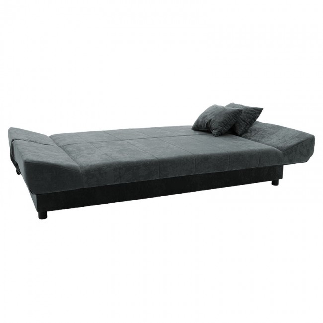 Kαναπές-κρεβάτι τριθέσιος "TIKO" με αποθηκευτικό χώρο από ύφασμα σε ανθρακί χρώμα 200x85x90