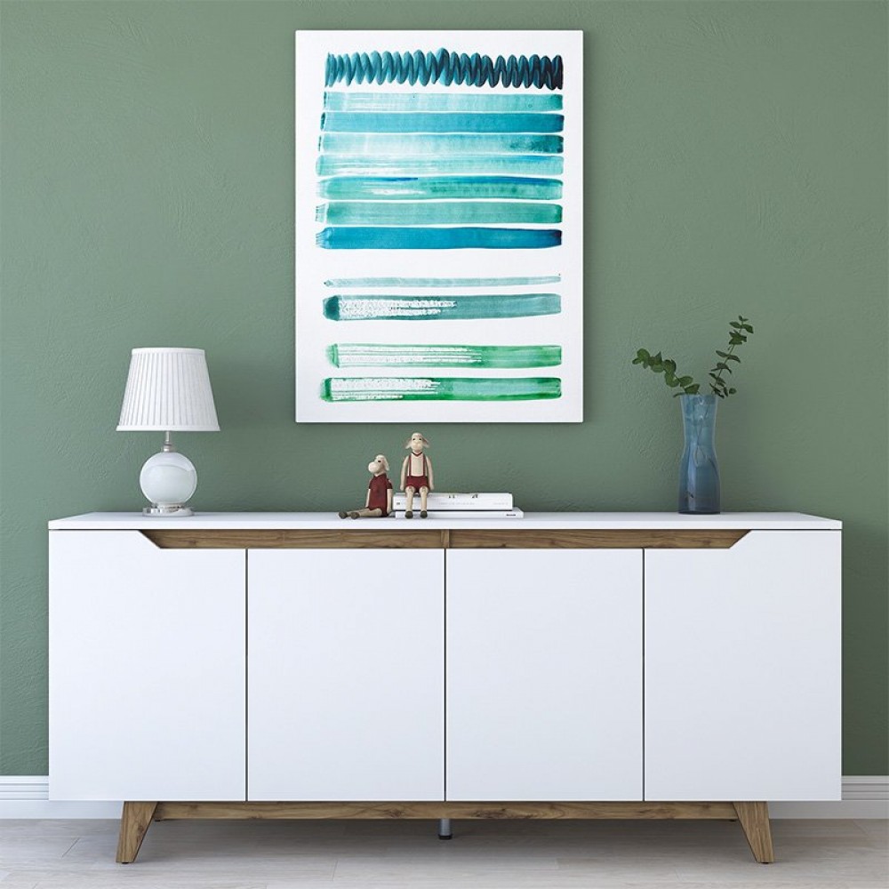 Μπουφές "RAFAELO" σε χρώμα λευκό-καρυδί 180x45x78,5