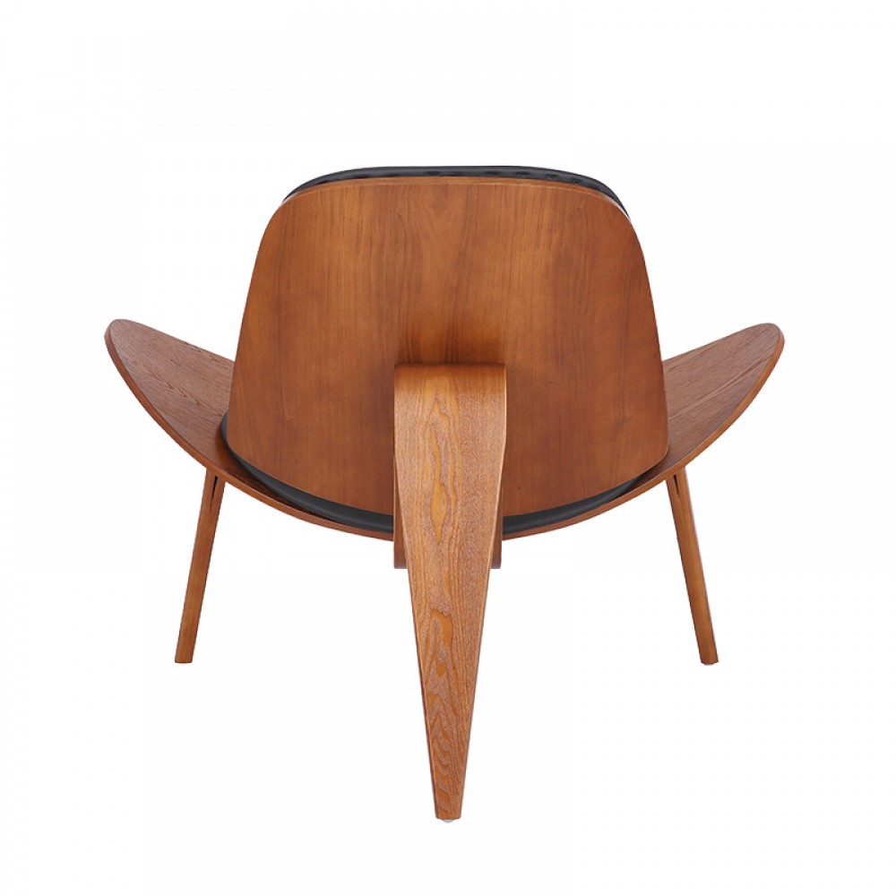 Πολυθρόνα "VILMA" από ξύλο/PU/FOAM σε μάυρο/καρυδί χρώμα 90x73x75