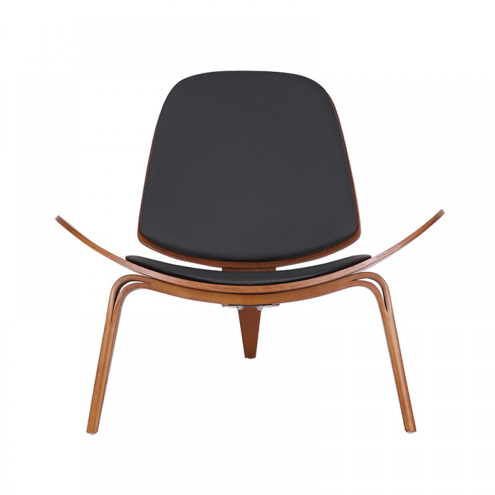 Πολυθρόνα "VILMA" από ξύλο/PU/FOAM σε μάυρο/καρυδί χρώμα 90x73x75