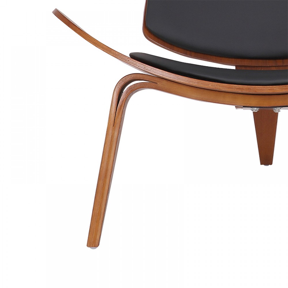 Πολυθρόνα "VILMA" από ξύλο/PU/FOAM σε μάυρο/καρυδί χρώμα 90x73x75