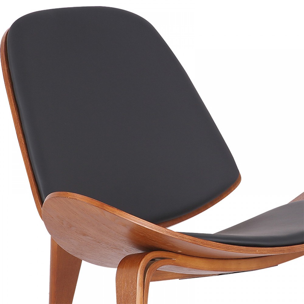 Πολυθρόνα "VILMA" από ξύλο/PU/FOAM σε μάυρο/καρυδί χρώμα 90x73x75