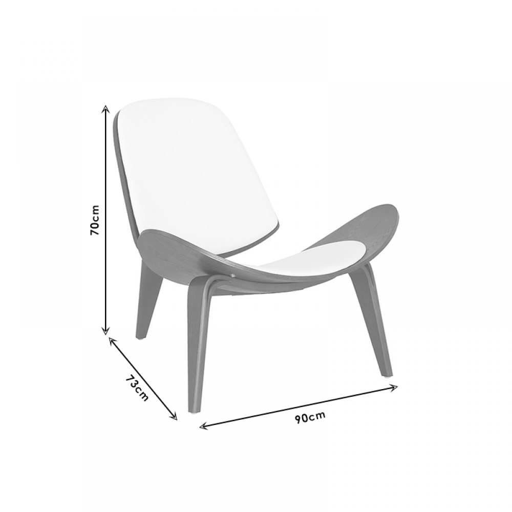 Πολυθρόνα "VILMA" από ξύλο/PU/FOAM σε μάυρο/καρυδί χρώμα 90x73x75
