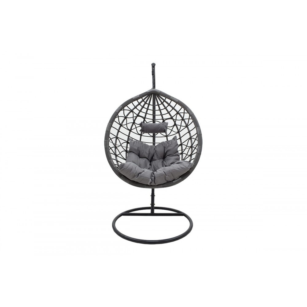 Κούνια κήπου "HUDSON" κρεμαστή από μέταλλο/PP/ύφασμα σε γκρι χρώμα 109x100x197