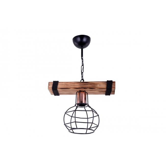 Μονόφωτο φωτιστικό από ξύλο-μέταλλο σε καρυδί-μαύρο χρώμα 28,5x15x50