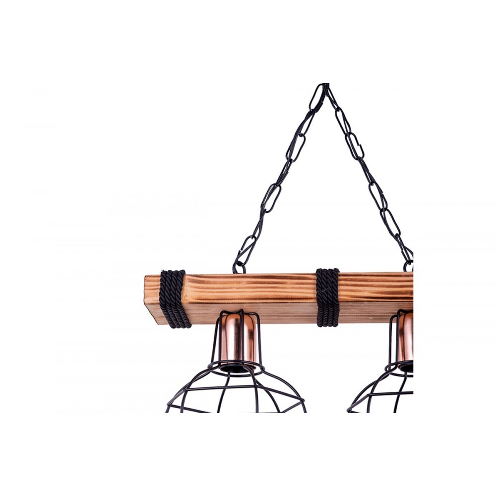 Δίφωτο φωτιστικό από ξύλο-μέταλλο σε καρυδί-μαύρο χρώμα 40x15x60