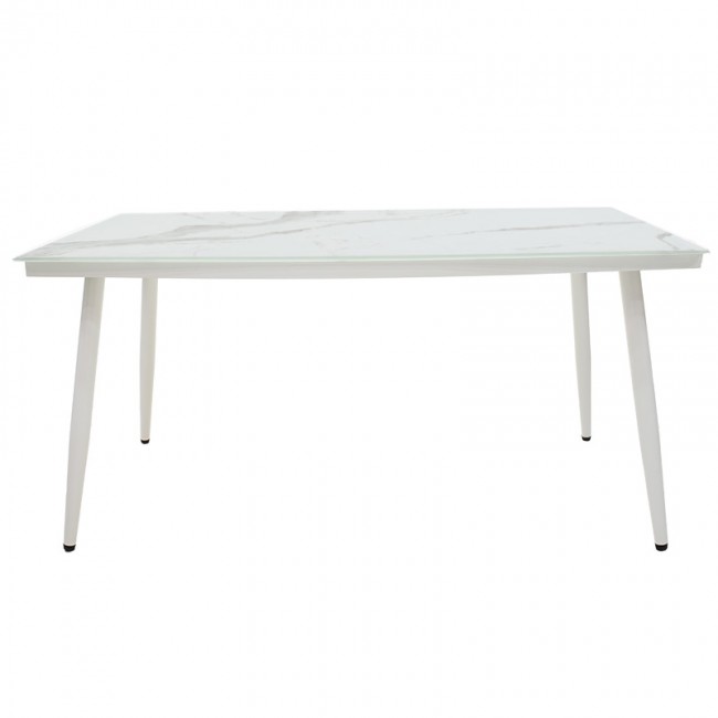 Τραπέζι κήπου "ZEREN" από μέταλλο/γυαλί σε χρώμα λευκό 160x90x78