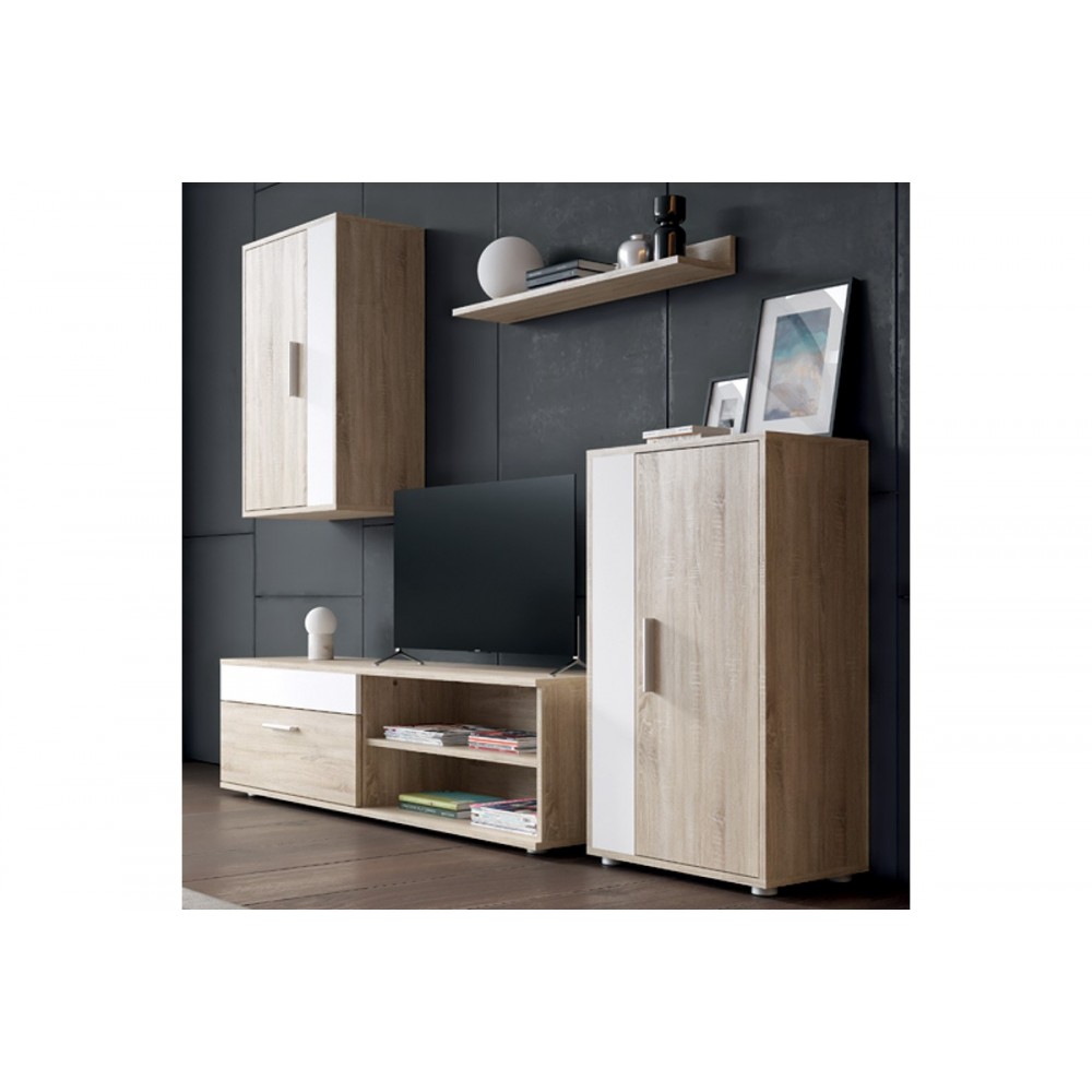 Σύνθεση σαλονιού "ZAFIRA" σε sonoma/λευκό χρώμα 200x35x190