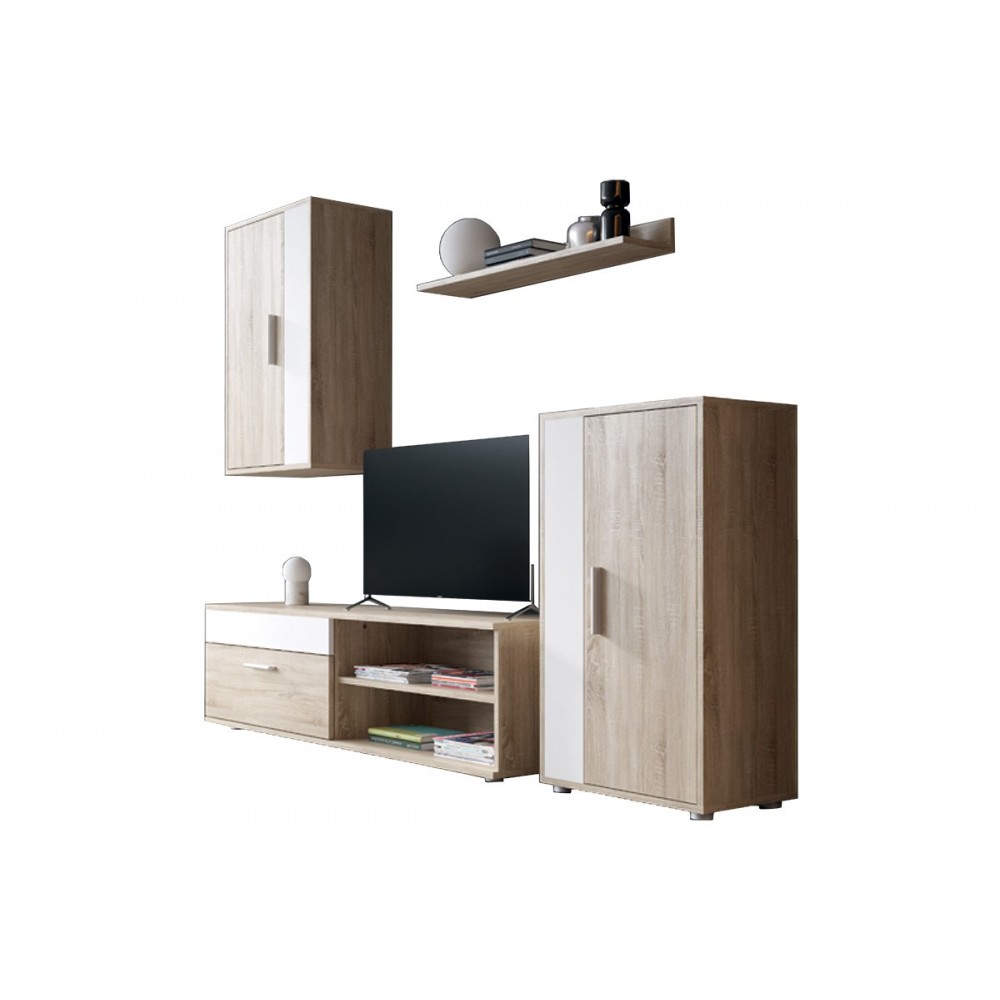 Σύνθεση σαλονιού "ZAFIRA" σε sonoma/λευκό χρώμα 200x35x190