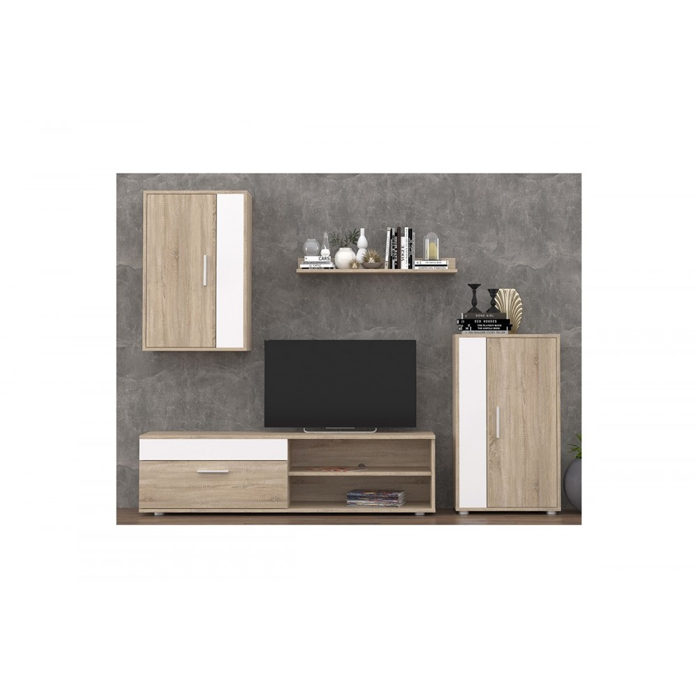 Σύνθεση σαλονιού "ZAFIRA" σε sonoma/λευκό χρώμα 200x35x190