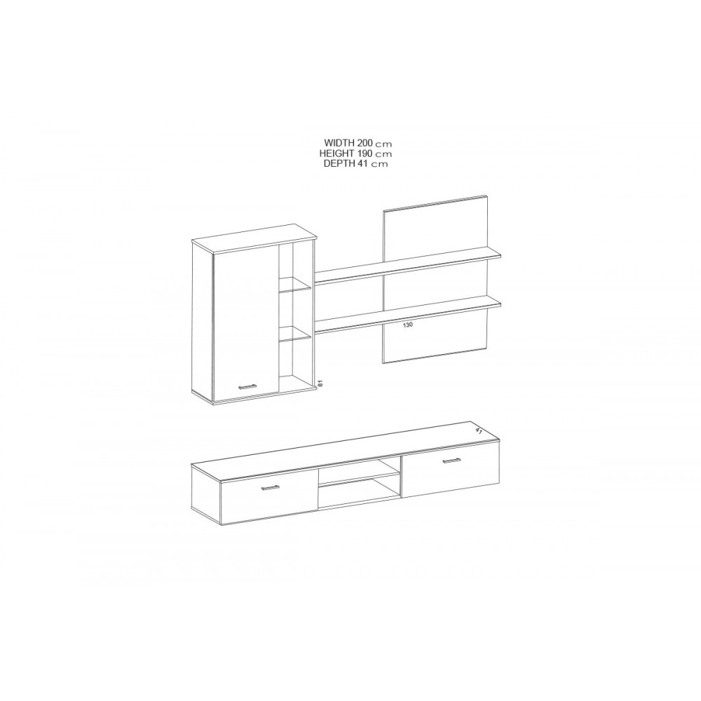 Σύνθεση σαλονιού "SALOME" σε βέγγε χρώμα 200x41x190