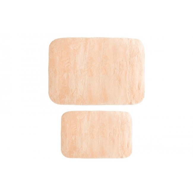 Πατάκια μπάνιου "PWC-0055" 2τμχ από ύφασμα σε ροζ χρώμα 90x60