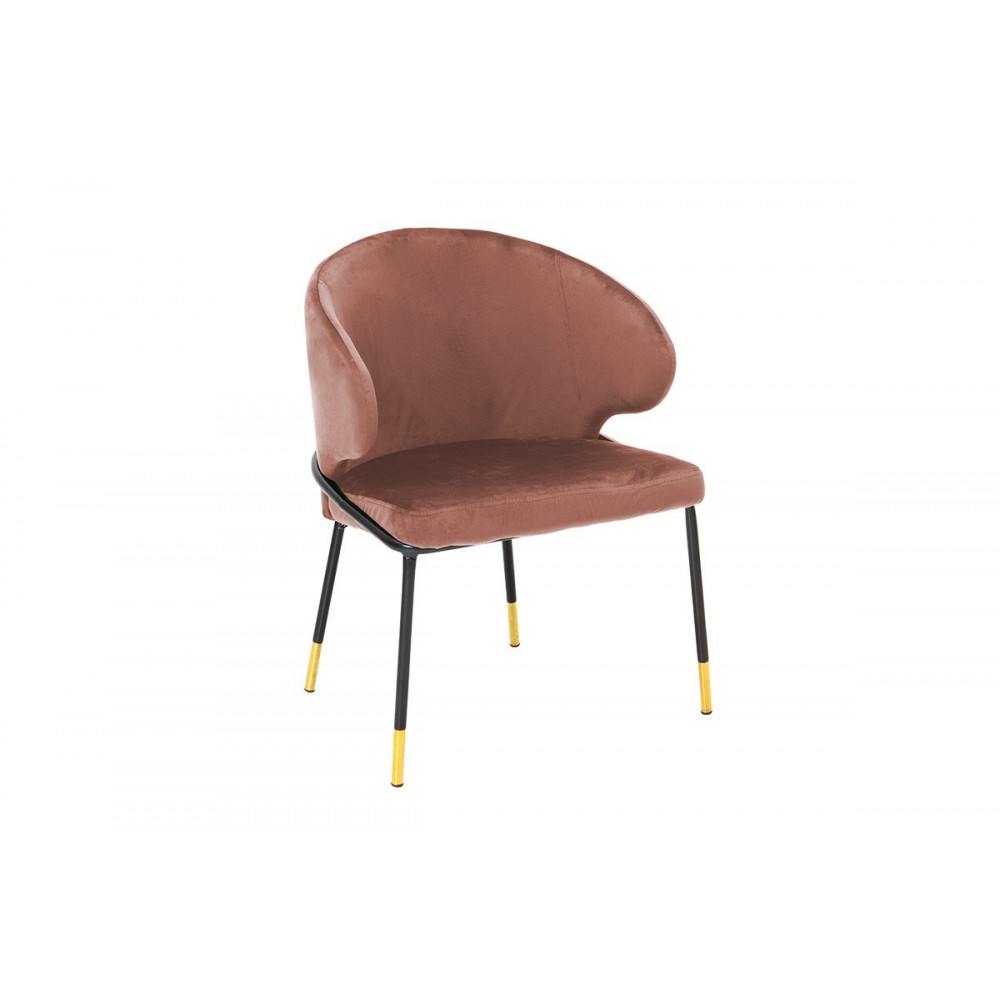 Καρέκλα "NALU" από βελούδο/μέταλλο σε σάπιο μήλο/μαύρο χρώμα 56x54x77
