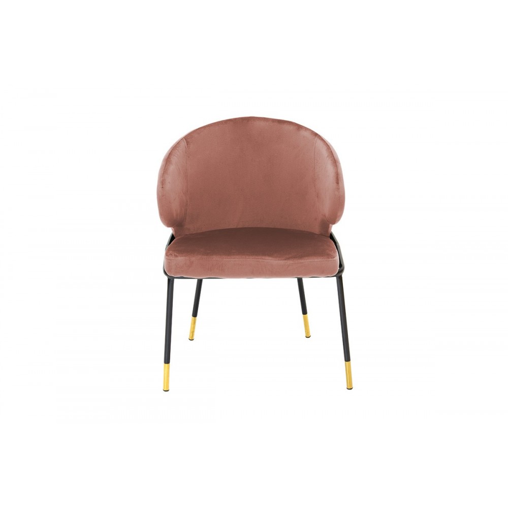 Καρέκλα "NALU" από βελούδο/μέταλλο σε σάπιο μήλο/μαύρο χρώμα 56x54x77