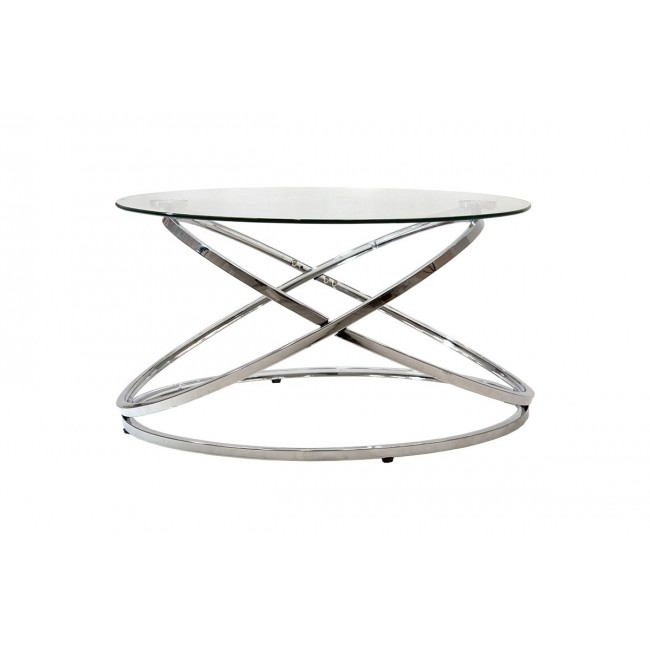 Τραπέζι σαλονιού "SABIN" από μέταλλο/γυαλί σε ασημί χρώμα Φ80x43