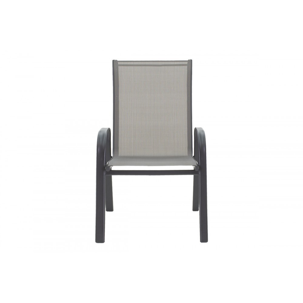 Πολυθρόνα κήπου "CALAN" από μέταλλο/textilene σε γκρι/ανθρακί χρώμα 55x75x95