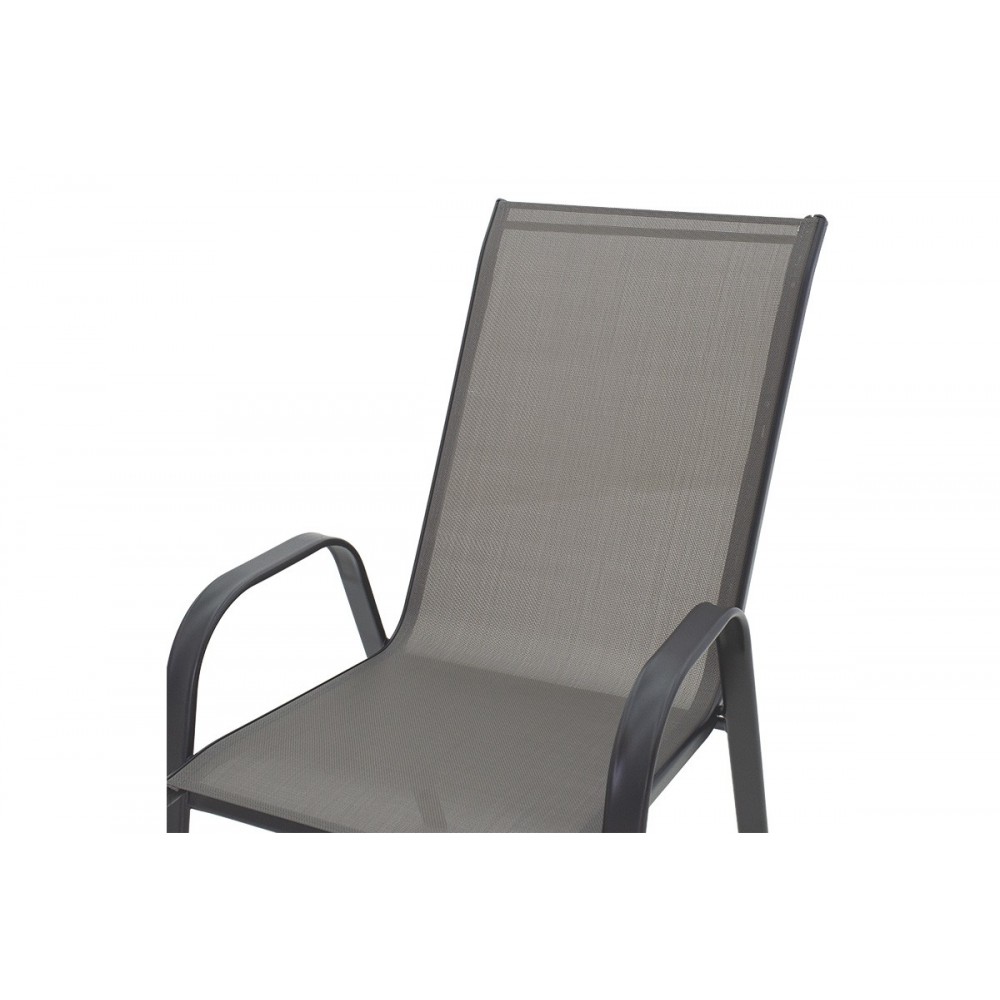 Πολυθρόνα κήπου "CALAN" από μέταλλο/textilene σε γκρι/ανθρακί χρώμα 55x75x95