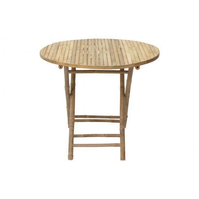 Τραπέζι "OBBIE" πτυσσόμενο από μπαμπού σε φυσικό χρώμα Φ90x77
