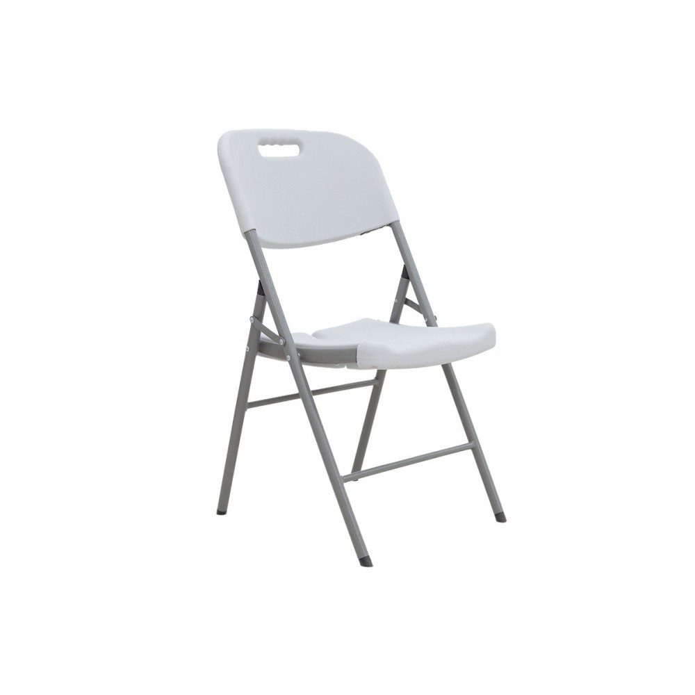Καρέκλα πτυσσόμενη "ZORA" από πολυαιθυλένιο/μέταλλο σε λευκό/γκρι χρώμα 46x56x87