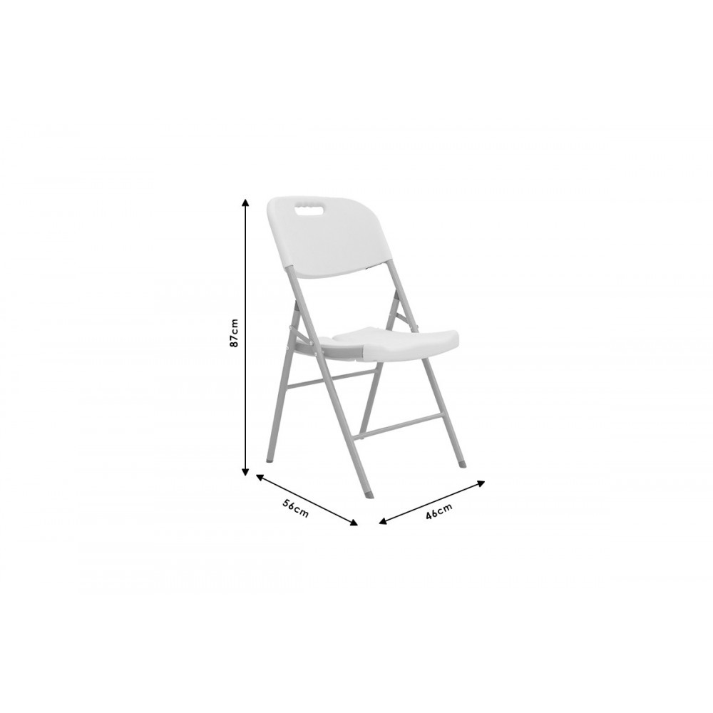 Καρέκλα πτυσσόμενη "ZORA" από πολυαιθυλένιο/μέταλλο σε λευκό/γκρι χρώμα 46x56x87