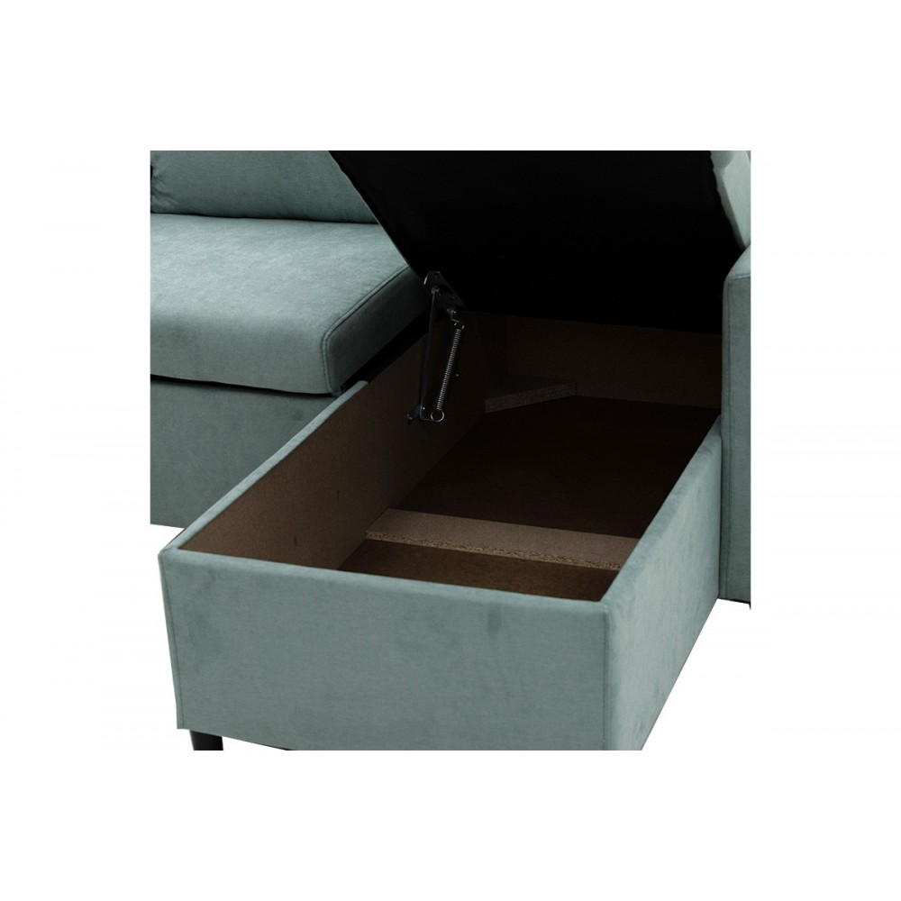 Καναπές-κρεβάτι "LILIAN" με αναστρέψιμη γωνία από ύφασμα σε πράσινο μέντας χρώμα 225x148x81