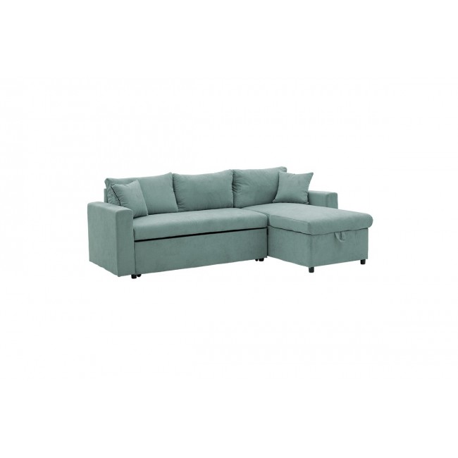 Καναπές-κρεβάτι "LILIAN" με αναστρέψιμη γωνία από ύφασμα σε πράσινο μέντας χρώμα 225x148x81