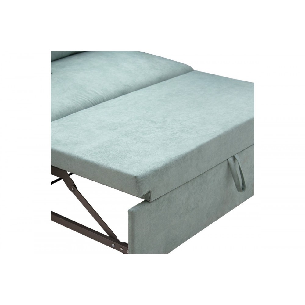 Καναπές-κρεβάτι "LILIAN" με αναστρέψιμη γωνία από ύφασμα σε πράσινο μέντας χρώμα 225x148x81