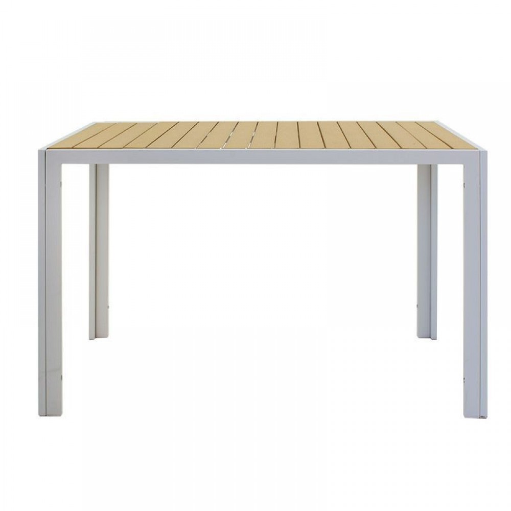 Σετ τραπεζαρία κήπου "TESSA" 5τμχ από μέταλλο σε λευκό/φυσικό χρώμα 120x80x75