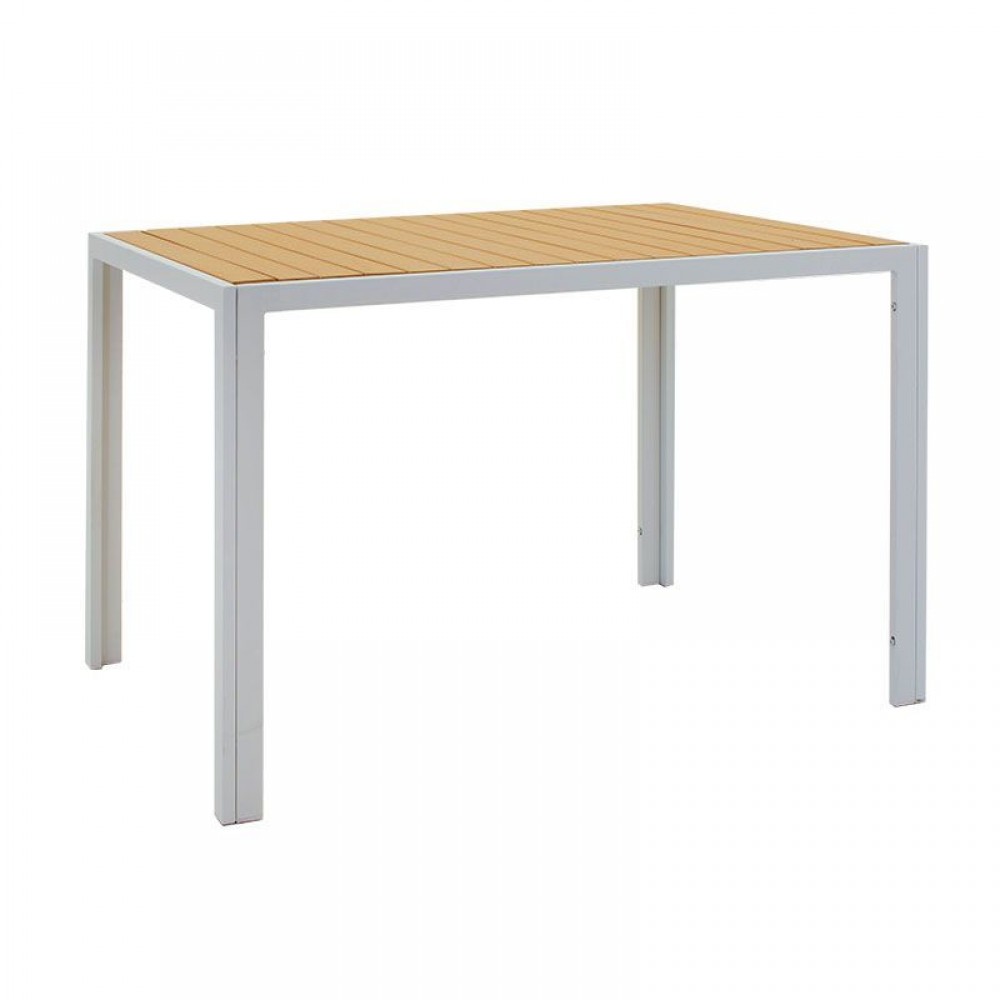 Σετ τραπεζαρία κήπου "TESSA" 5τμχ από μέταλλο σε λευκό/φυσικό χρώμα 120x80x75