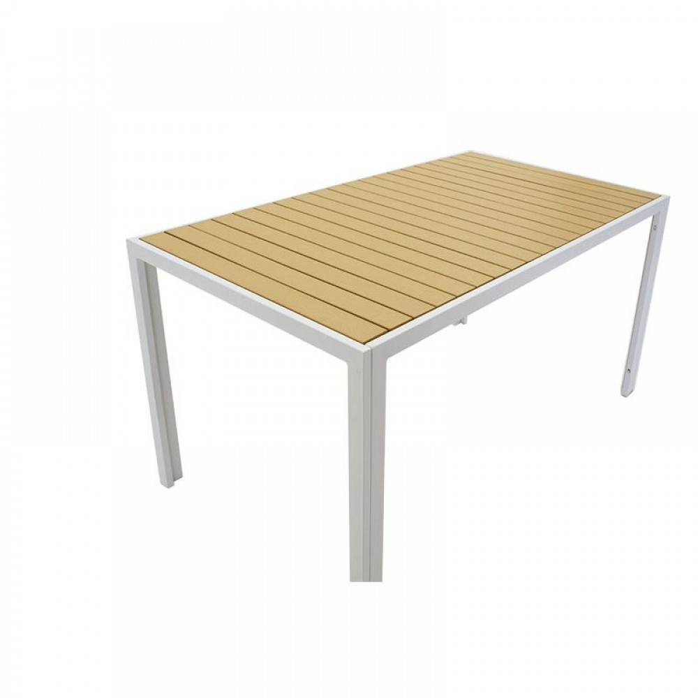 Σετ τραπεζαρία κήπου "TESSA" 5τμχ από μέταλλο σε λευκό/φυσικό χρώμα 120x80x75