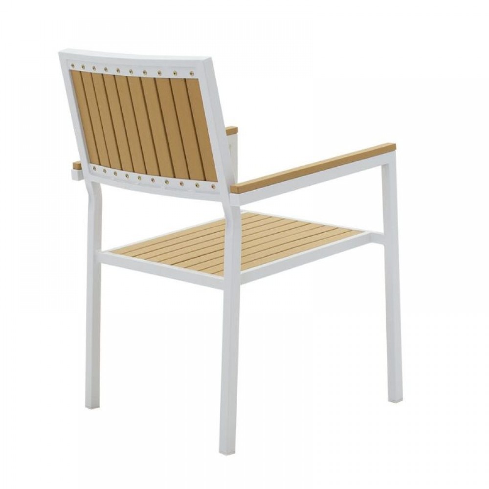 Σετ τραπεζαρία κήπου "TESSA" 5τμχ από μέταλλο σε λευκό/φυσικό χρώμα 120x80x75