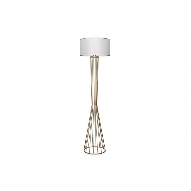 Φωτιστικό δαπέδου "PWL-1062" από ύφασμα/μέταλλο σε χρυσό/λευκό χρώμα Ε27 Φ38x155