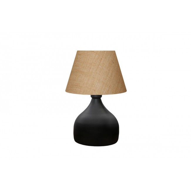 Φωτιστικό επιτραπέζιο "PWL-1068" από μέταλλο/ύφασμα σε μαύρο/μπεζ χρώμα Ε27 Φ22x32