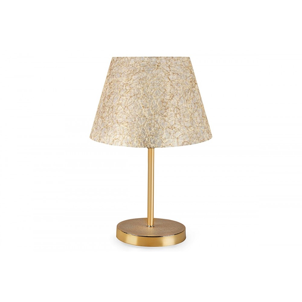 Φωτιστικό επιτραπέζιο "PWL-1074" από μέταλλο/ύφασμα/PVC σε χρυσό/μπεζ Ε27 Φ22x37