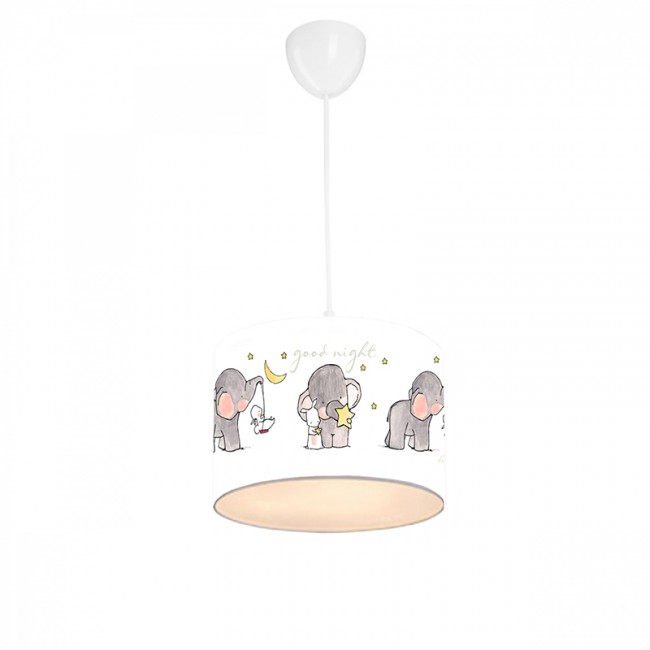 Παιδικό φωτιστικό μονόφωτο "PWL-1094" από ύφασμα σε λευκό/γκρι χρώμα Ε27 Φ24x70